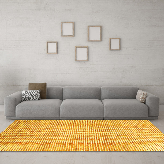 Machine Washable Abstract Yellow Contemporary Rug in a Living Room, wshcon2099yw