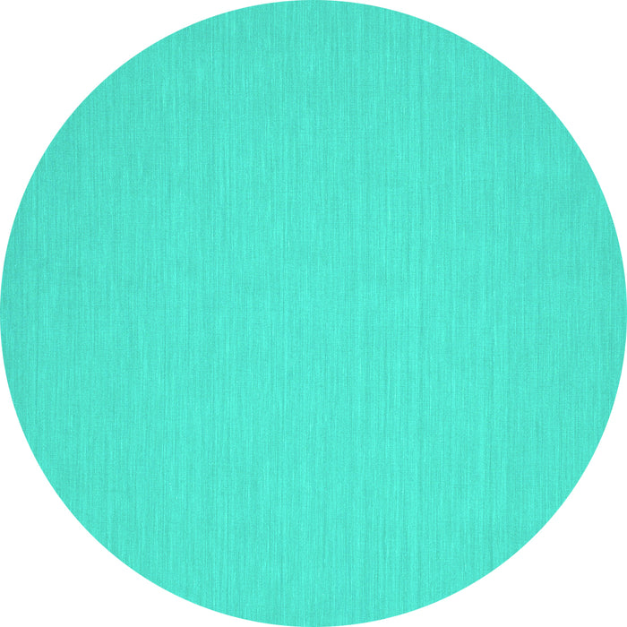 Round Abstract Turquoise Contemporary Rug, con209turq