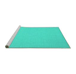 Sideview of Machine Washable Abstract Turquoise Contemporary Area Rugs, wshcon209turq