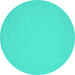 Round Machine Washable Abstract Turquoise Contemporary Area Rugs, wshcon209turq