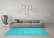 Machine Washable Abstract Turquoise Contemporary Area Rugs in a Living Room,, wshcon20turq