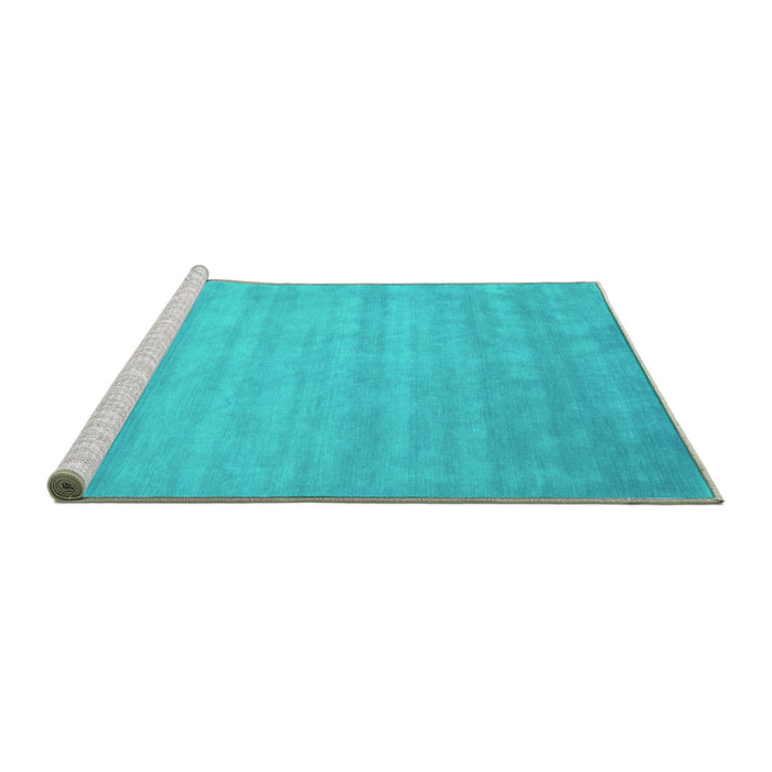 Sideview of Machine Washable Abstract Turquoise Contemporary Area Rugs, wshcon20turq