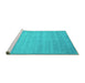 Sideview of Machine Washable Abstract Turquoise Contemporary Area Rugs, wshcon20turq