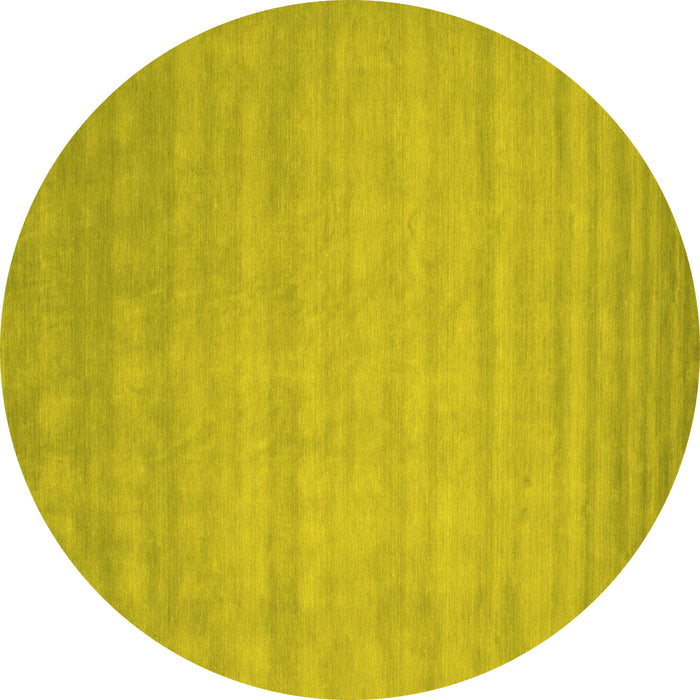 Round Machine Washable Abstract Yellow Contemporary Rug, wshcon20yw