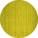 Round Machine Washable Abstract Yellow Contemporary Rug, wshcon20yw