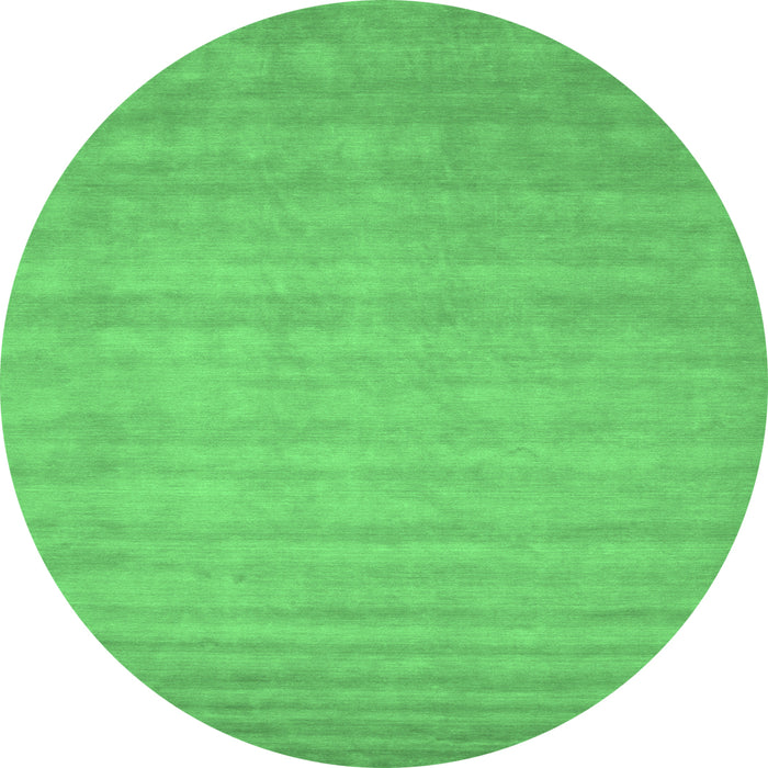 Round Machine Washable Abstract Emerald Green Contemporary Area Rugs, wshcon20emgrn