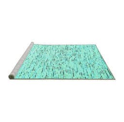 Sideview of Machine Washable Solid Turquoise Modern Area Rugs, wshcon2100turq