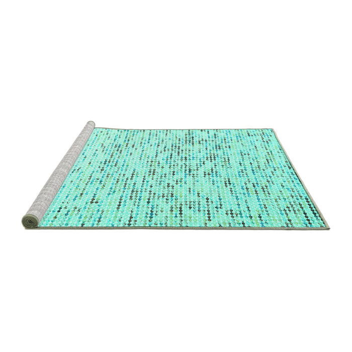 Sideview of Machine Washable Solid Turquoise Modern Area Rugs, wshcon2100turq