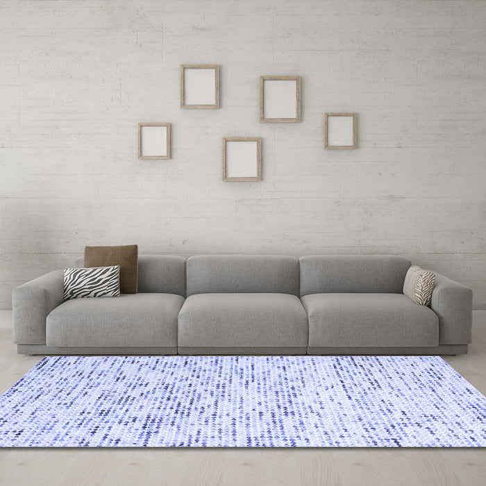 Machine Washable Solid Blue Modern Rug in a Living Room, wshcon2100blu