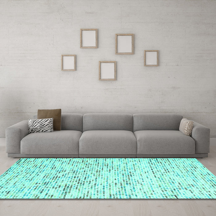 Machine Washable Solid Turquoise Modern Area Rugs in a Living Room,, wshcon2100turq