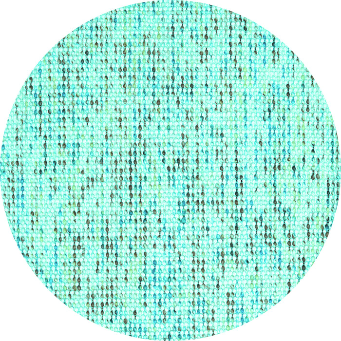 Round Machine Washable Solid Turquoise Modern Area Rugs, wshcon2101turq