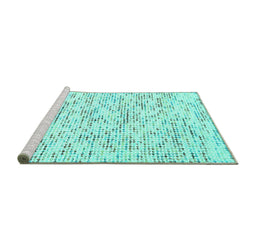 Sideview of Machine Washable Solid Turquoise Modern Area Rugs, wshcon2101turq