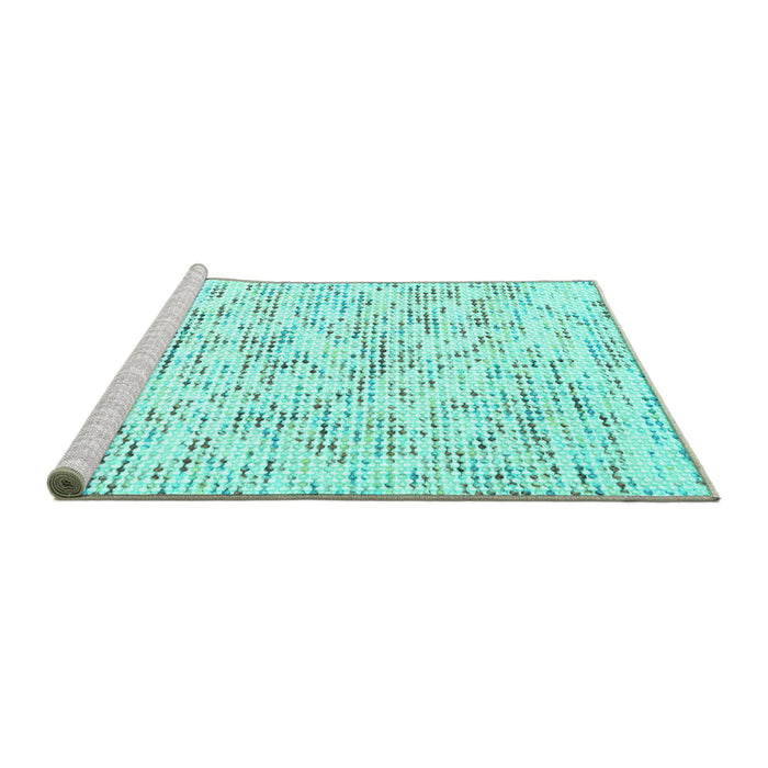 Sideview of Machine Washable Solid Turquoise Modern Area Rugs, wshcon2101turq