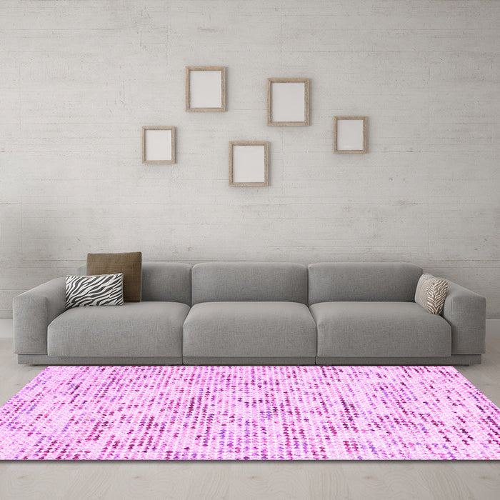 Machine Washable Solid Pink Modern Rug in a Living Room, wshcon2101pnk
