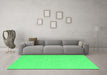 Machine Washable Abstract Green Contemporary Area Rugs in a Living Room,, wshcon2102grn