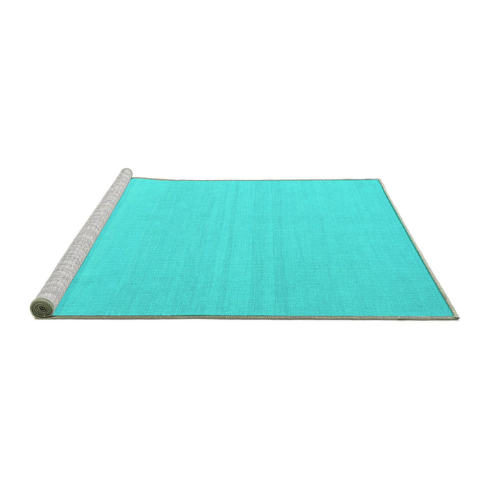 Sideview of Machine Washable Abstract Turquoise Contemporary Area Rugs, wshcon2102turq