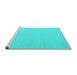 Sideview of Machine Washable Abstract Turquoise Contemporary Area Rugs, wshcon2102turq