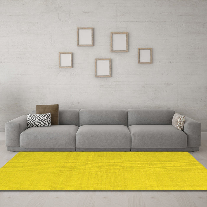 Machine Washable Abstract Yellow Contemporary Rug in a Living Room, wshcon2102yw