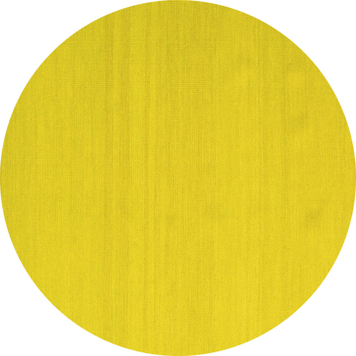 Round Abstract Yellow Contemporary Rug, con2102yw