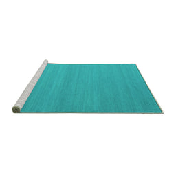 Sideview of Machine Washable Abstract Turquoise Contemporary Area Rugs, wshcon2103turq