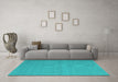 Machine Washable Abstract Turquoise Contemporary Area Rugs in a Living Room,, wshcon2103turq