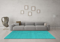 Machine Washable Abstract Turquoise Contemporary Rug, wshcon2103turq