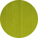 Round Abstract Yellow Contemporary Rug, con2103yw