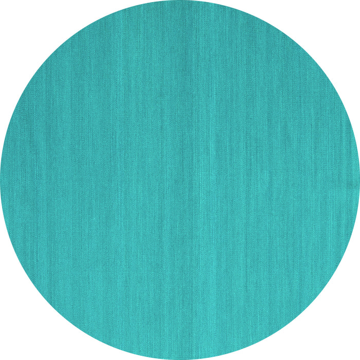 Round Abstract Turquoise Contemporary Rug, con2103turq