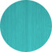 Round Abstract Turquoise Contemporary Rug, con2103turq