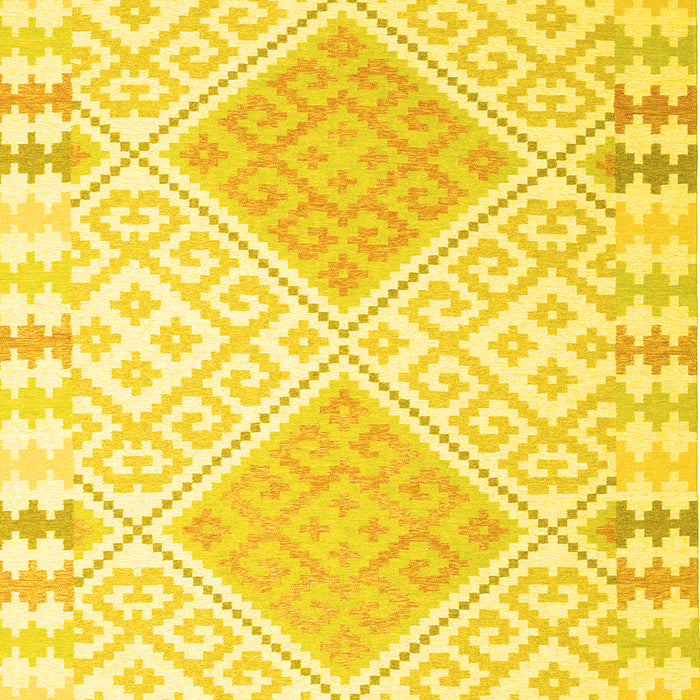 Machine Washable Southwestern Yellow Country Rug, wshcon2104yw