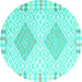 Round Southwestern Turquoise Country Rug, con2104turq