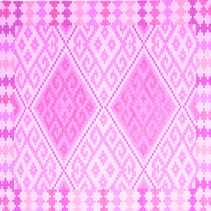 Closeup of Machine Washable Southwestern Pink Country Rug, wshcon2104pnk