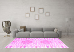 Machine Washable Southwestern Pink Country Rug in a Living Room, wshcon2104pnk