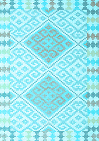 Southwestern Light Blue Country Rug, con2104lblu