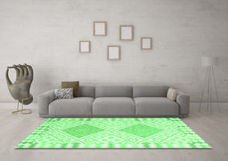 Machine Washable Southwestern Emerald Green Country Area Rugs in a Living Room,, wshcon2104emgrn