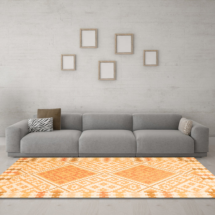 Machine Washable Southwestern Orange Country Area Rugs in a Living Room, wshcon2104org