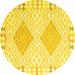 Round Southwestern Yellow Country Rug, con2104yw