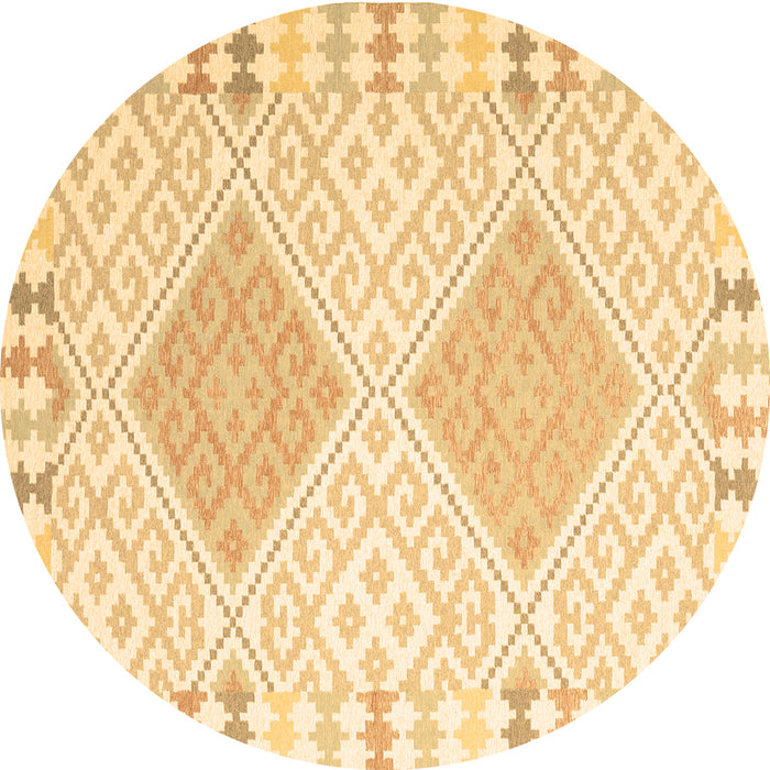 Round Southwestern Brown Country Rug, con2104brn