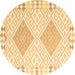 Round Southwestern Brown Country Rug, con2104brn