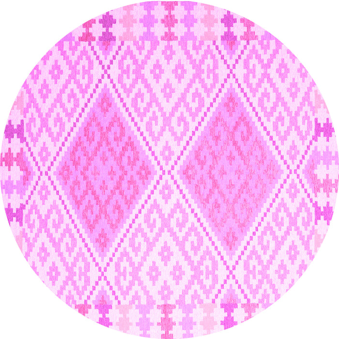 Round Southwestern Pink Country Rug, con2104pnk