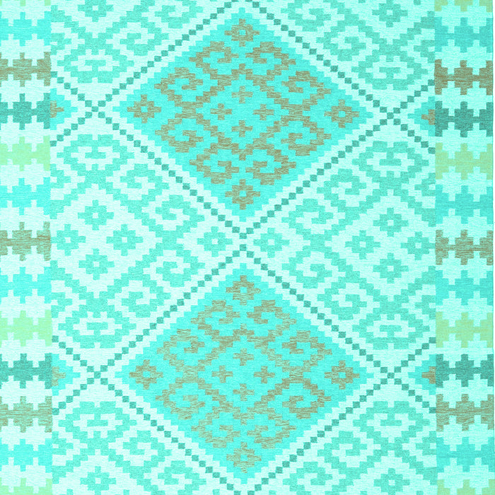 Machine Washable Southwestern Turquoise Country Area Rugs, wshcon2104turq