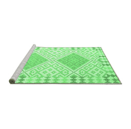 Sideview of Machine Washable Southwestern Emerald Green Country Area Rugs, wshcon2104emgrn