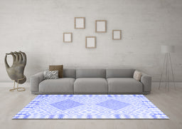 Machine Washable Southwestern Blue Country Rug in a Living Room, wshcon2104blu
