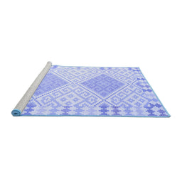 Sideview of Machine Washable Southwestern Blue Country Rug, wshcon2104blu