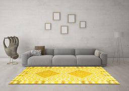 Machine Washable Southwestern Yellow Country Rug in a Living Room, wshcon2104yw