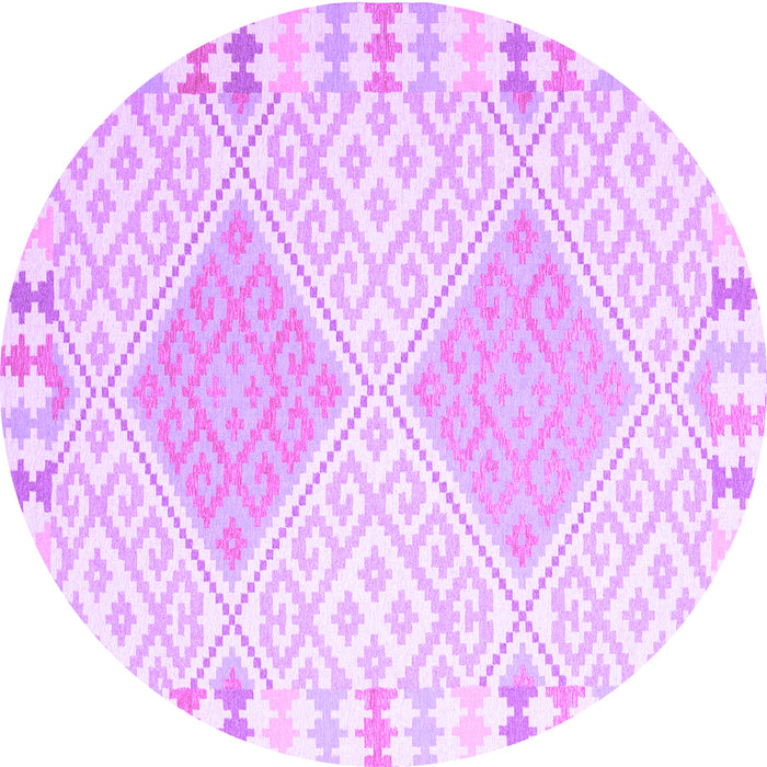 Round Machine Washable Southwestern Purple Country Area Rugs, wshcon2104pur