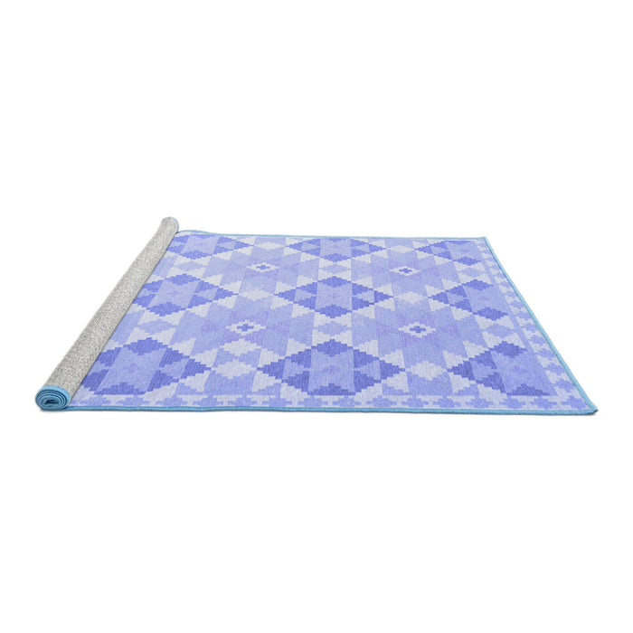 Sideview of Machine Washable Southwestern Blue Country Rug, wshcon2105blu