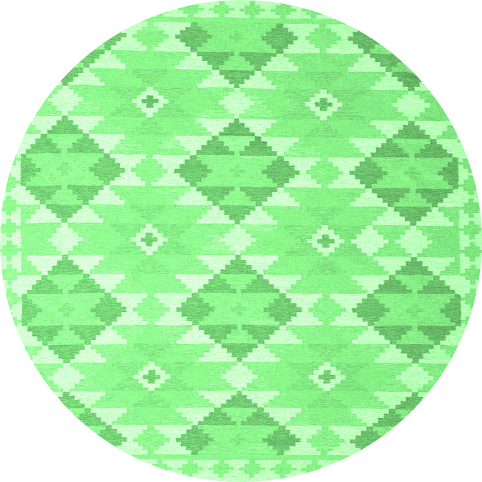 Round Southwestern Emerald Green Country Rug, con2105emgrn