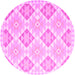 Round Machine Washable Southwestern Pink Country Rug, wshcon2105pnk