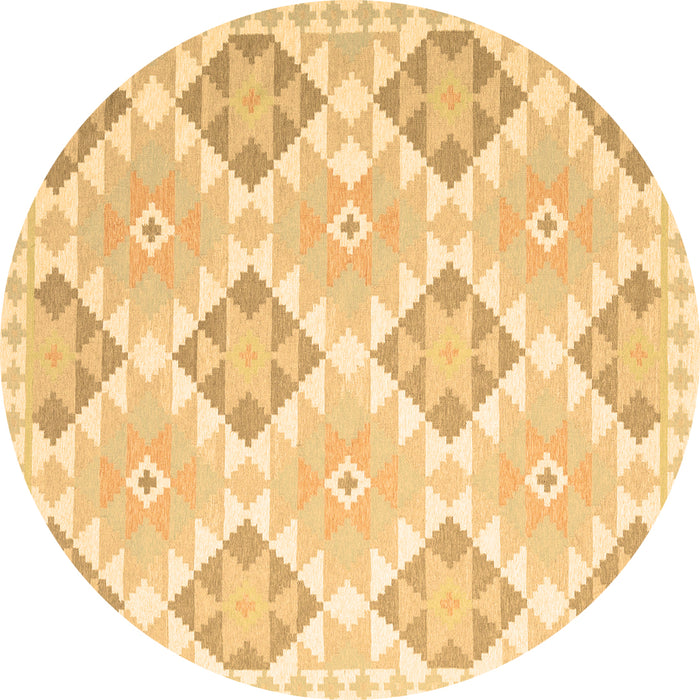 Round Southwestern Brown Country Rug, con2105brn